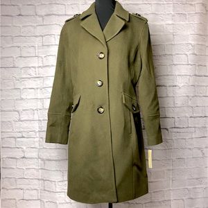 Michael Kors Dark Green Wool Coat Size 10 New With Tags